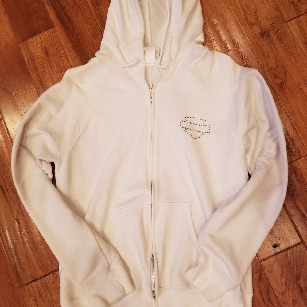 White Harley Davidson Zip Up Hoodie
